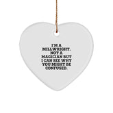 Millwright Gifts for Christmas - Heart Ornament with Funny Quote, Gifts from Friends or Family - Image 1